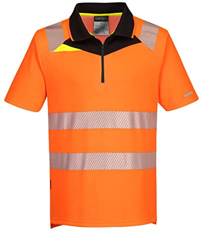Portwest DX412-DX4 Hi-Vis S/S-Orange/Black-Size Polo Shirt, 4XL (DX412OBR4XL)