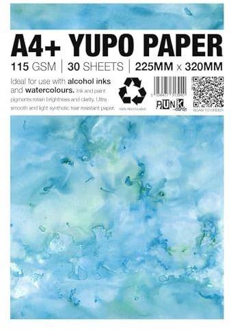 Yupo Paper - Tintas de alcohol - Papel Yupo A4 - Papel artístico de tinta de alcohol - para artistas y pintores - 30 hojas - 115 g/m² - A4+ - 225 mm x 320 mm