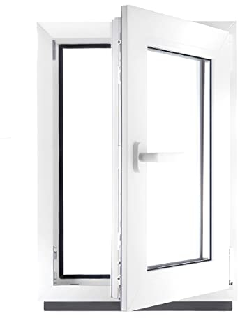 Fenster Kellerfenster Kunststofffenster Kunstoff weiß BxH 50 x 100 cm DIN Rechts - ALLE GRÖßEN - 2 fach Verglasung BxH 500 x 1000 mm - Funktion Dreh-Kipp - BauPlaza