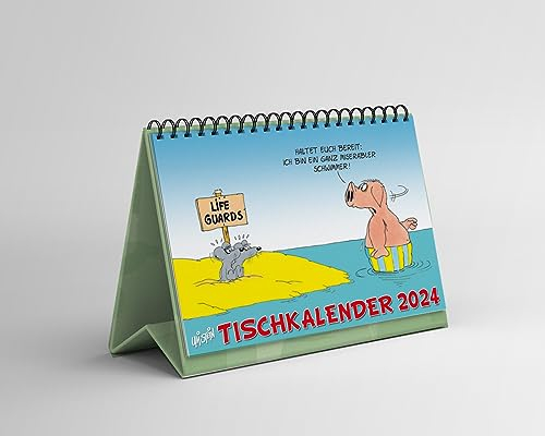 Uli Stein Kalender 2026 - Tischkalender Stehend + 5 Postkarten Geschenk - 190x166mm - Jahreskalender mit Motiv Seiten & Spiralbindung - Cartoons Terminplaner - Wochenkalender mit lustigen Sprüchen