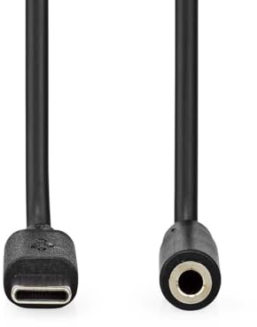 Nedis USB-C Adapter - USB 2.0 - USB-C Stecker - 3.5 mm Buchse - 1.00 m - Rund - Vernickelt - PVC - Schwarz - Label