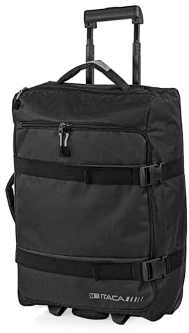 ITACA - Valise Souple en Tissus, à roulettes. Bagages à Roulette pour Cabine, Pratique et idéale pour Voyage et Tous Vos déplacements, Compatible Ryanair, Noir