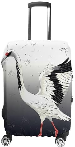 BVKWNTSA Elastic Suitcase Cover Japanese Crane Printed Travel Luggage Cover Protective Travel Trolley Case Cover for Suitcases