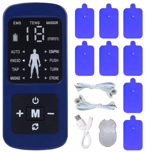 TENS apparat smärtterapi, period pain simulator med 8 fläckar, 8 massagelägen, irritationsutrustning mot smärta, värk simulator, periodisimulator för händer ben midja axlar, nacke, 2 kanaler