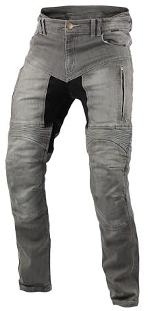 Trilobite Parado Pantalones de Moto Slim Fit, Vaqueros de Moto para Hombre, Protectores de Rodillas y Cadera, Gris, Largo, 30