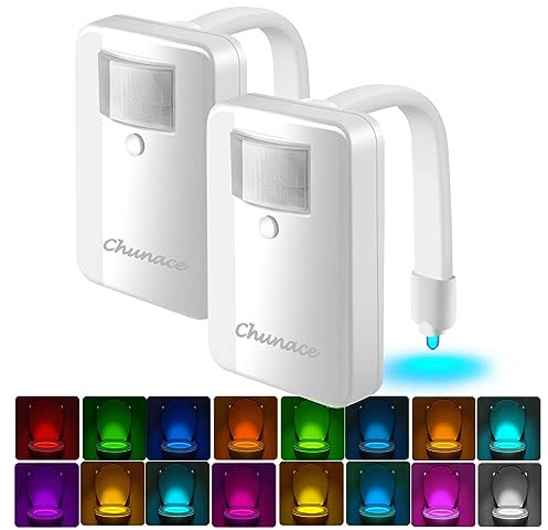 Chunace Toilet Bowl Night Light Motion Sensor 2 Pack, Funny Bathroom Stuff
