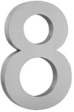 Numero civico in acciaio inox spazzolato V2A con design 3D, antiruggine e resistente alle intemperie, materiale di montaggio incluso – Altezza 20 cm/profondità 3 cm bel design 3D (8)