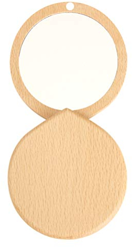 Beaupretty Make-Up Kompaktspiegel Holz Reise Make-Up Spiegel Kleiner Tragbarer Klappspiegel Kleiner Taschenspiegel
