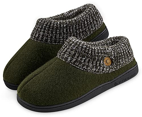 DUNLOP Zapatillas Casa Hombre, Pantuflas Invierno con Memory Foam y Suela Antideslizante, Regalos para Él, Talla 41-46 (43 EU, Khaki)