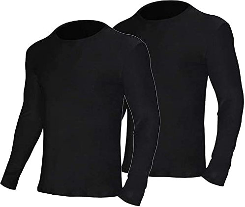 YUSHOW 2er Pack Thermounterhemd Herren Langarm Winter Funktionsunterwäsche Rundhalsausschnitt Thermo Shirt Warm Thermounterwäsche Skiunterwäsche