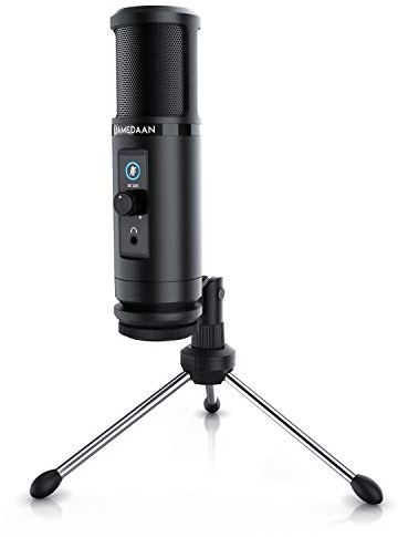 CSL - USB Mikrofon Kondensatormikrofon - PC Mikrofon mit Monitorfunktion – 192 kHz - Mikrofonständer – 20 Hz bis 20 kHz – Drehregler Mikroaussteuerung für Gaming Podcast Studio