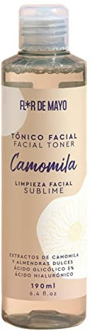 Flor de Mayo - Tónico Facial Limpiador - Loción con Camomila para Limpieza Facial - Hidratante y Revitalizante con Ácido Hialurónico - Ingredientes Naturales - 190 ml