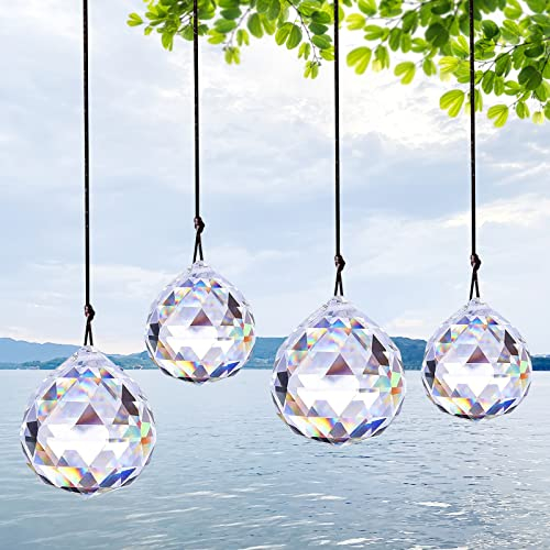 4 pezzi acchiappasole in cristallo, cristalli da appendere, decorazione da appendere, cristalli da appendere, cristalli di vetro da appendere, acchiappasole per finestre, decorazione da giardino