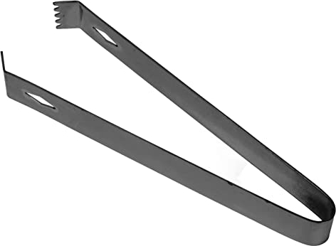 Eiszange, verdickte Zuckerwürfelzange, schlank, starke Klemmkraft, Edelstahl für die Küche(Schwarze Beschichtung)