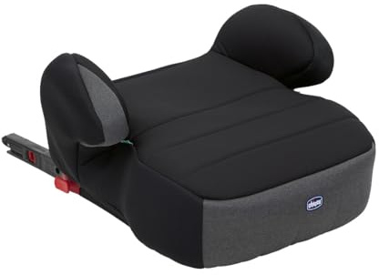 Chicco, Quasar Fix i-Size, Kindersitzerhöhung 7-12 Jahre (126-150 cm), Einfacher Einbau über den 3-Punkt-Gurt, mit Gurtführung, gepolsterten Armlehnen und komfortablem Sitz, Obsidian