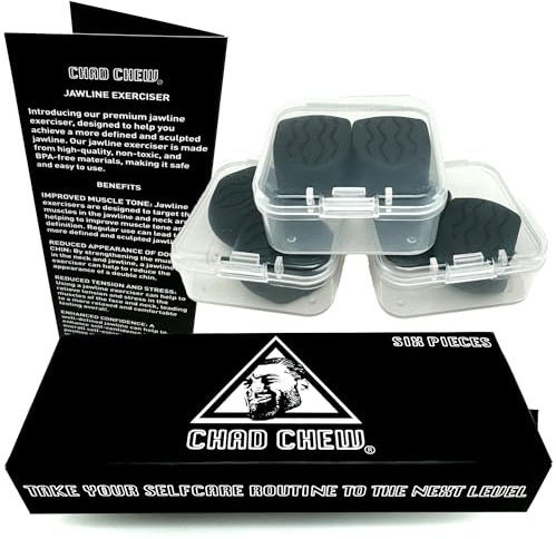 Chad Chew Jawline Trainer, Jawline Exerciser for Face Toning, Double Chin and Neck Trainer, 6 Pieces with Training Plan, Enhanced Jaw Exerciser