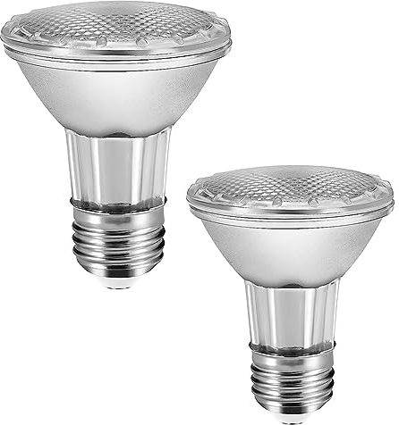 PAR20 - Bombillas LED para campana extractora, repuesto de bombillas halógenas de 60 W, base mediana E26, regulable, 3000 K, blanco cálido 595 lm, luz de inundación impermeable IP65 (paquete de 2)