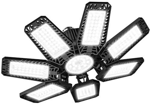 CHENGCHILIT - 200 W 20 000 LM 6 500 K LED-taklampa med 7 + 1 justerbara paneler tältlampor med E26 E27 tråd för verkstad, förråd, lager