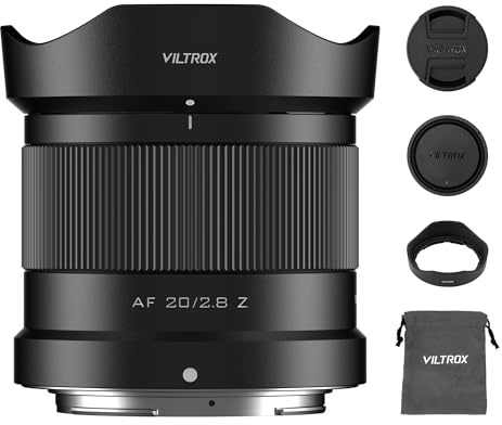 VILTROX AF 20mm F2.8 f/2.8 Air Objetivo para Montura Nikon Z, Lente Gran Angular AF 20/2.8 con Enfoque automático para Formato Completo, Compatible con Nikon Z5, Z30, Z50, Zfc, Z6II, Z6III, Z8, Z9