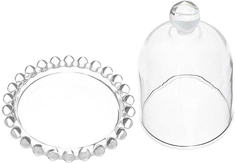 Mikinona Crystal Glass Cover Cake Storage Holder Handle Dessert Plate Heat Preservation Cake Tray Dome Household Decorative