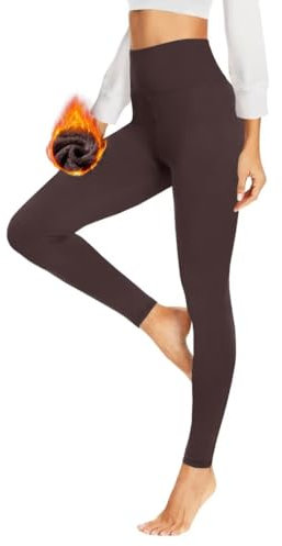 HLTPRO Thermo Leggings Damen Gefüttert Im Winter, High Waist Thermoleggings Warm Thermohose Blickdicht Strumpfhose Für Sport(Kaffee,S/M)