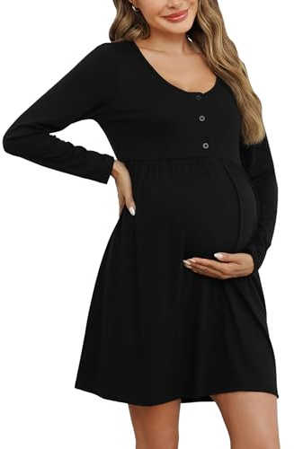 Bresdk Pyjama Femme Chemise Homme Chemise de Nuit Femme Manches Longues | avec Boutons Robe Allaitement Maternité Vetement Grossesse