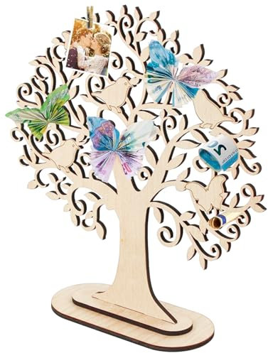 Geldbaum Geschenk aus Holz, Geldgeschenke Verpackung, Lebensbaum Holz, Geldbaum Hochzeit, Lebensbaum Deko, Geburtstag Geldgeschenke, Hochzeit Kommunion Ggeschenk Geld Holzbaum für Männer Frauen(B)