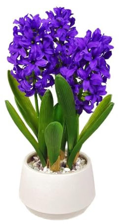 365 Blooming Decor Luxury - Giacinto artificiale viola da 40,6 cm, in vaso con pietre di fiume, nessun montaggio richiesto