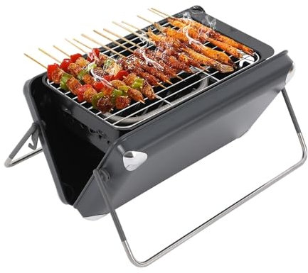 Barbacoa de gas para picnic portátil con quemador de gas y parrilla de carbón vegetal para 2-6 personas, barbacoa para camping y picnic al aire libre con superficie de barbacoa de 35,8 x 21,1 cm