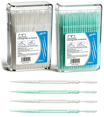 400pcs Cepillos Interdentales,Cepillo desechable Interdental Ultrafino,Fácil de Llevar,Dos Cajas, Reutilizable,Para limpieza Dental Higiene Interdental