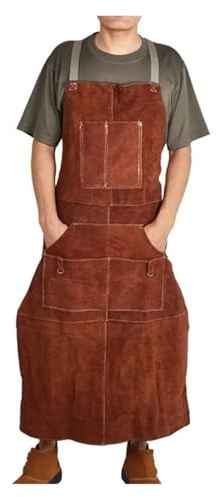 Traje de soldador piel vaca, delantal lavable, aislante térmico, ropa protectora cuero for soldar Carpintero, ebanista(115x65cm)