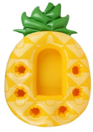 QOXEZY Porte-boisson flottant pour piscine, accessoire gonflable en PVC avec plusieurs compartiments, compact et facile à transporter (ananas)