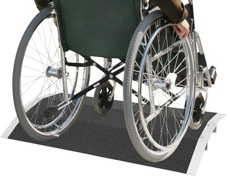 Mermajestic 80cm L × 3.5cm H Bridge Threshold Ramp for Doorways, 300KG Loading Capacity Aluminum Alloy Non-Slip Door Ramp, 12° Slope Bridge Design Ramp for Wheelchair Motorbike Bike