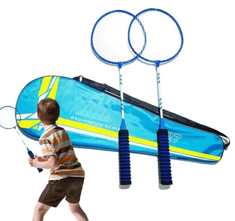 Racchetta da badminton professionale, Set di ricambio per racchette da badminton, Racchette elastiche e antiscivolo, attrezzatura da per spiaggia, giardino, gioco in famiglia