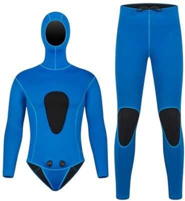 Eacam Traje de Neopreno de 3 Mm Traje Buceo Cuerpo Entero Buceo Hombres Neopreno Térmico 2 Piezas con Capucha Correa Cintura Ajustable Reforzad (L)