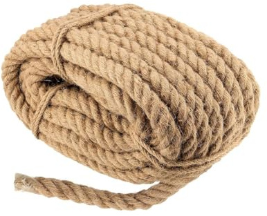 Natural Jute Rope 1/2 Inch Twisted Ropes Hemp Ropes Sisal Rope For Cat Scratching Post Camping Crafts Tug Of War Railings Decorate Hanging Hammock DIY Projects(18mm,5m/16ft)