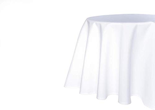 texpot Gartentischdecke 220 cm rund in Weiß mit Leinen Optik Lotuseffekt Fleckschutz Bügelfrei Tischdecke