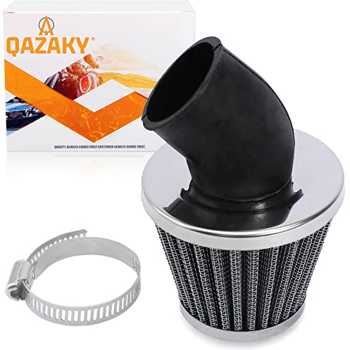 QAZAKY Filtre à air 38 mm, 39 mm, 40 mm, 3,8 cm, coudé à 45 degrés pour moto ATV Quad Scooter Gokart cyclomoteur Chopper Pit Dirt Pocket Mini Super Bike GY6 1,5