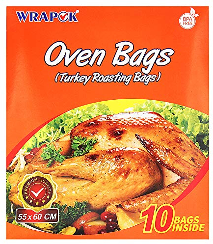 Tfro & Cile Large Clear Disposable Rectangular Turkey Roasting Bags - 10 Bags (21.6 x 23.6 Inch) - Heat Resistant, Leak Resistant, Microwaveable - Suitable for Meat, Poultry, Fish, Seafood, Vegetable