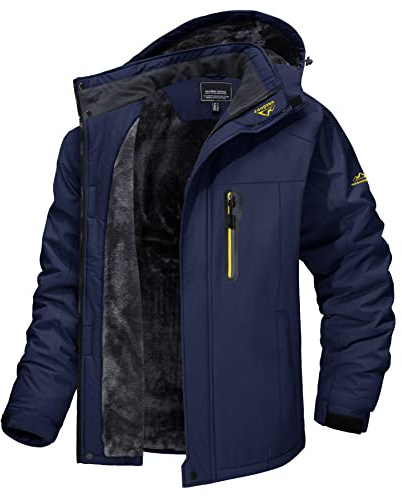 MAGCOMSEN Veste de ski imperméable pour hommes Veste polaire de randonnée coupe-vent avec capuche