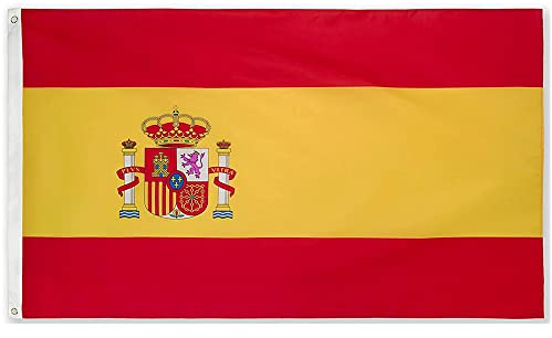 Drapeau Espagnol 150x90 cm avec 2 Oeillets Métalliques Haute Qualité Drapeau Espagne Grand 90x150 Drapeaux pour Exterieur Intérieur résistants aux intempéries National Spanish Flag