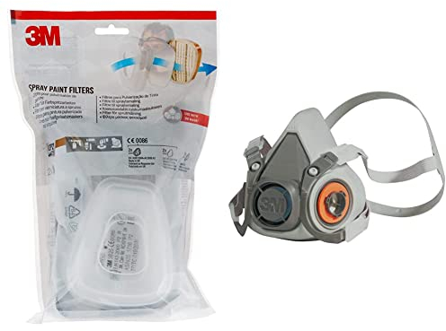 3M 6002 CR Ersatzfilter für Farbspritzarbeiten 6002CR – 1 Filter mit Doppel-Atemventil & Mehrweg-Halbmaske 6300L (Maskenkörper ohne Filter), Größe L, Atemschutz, 1 Stück