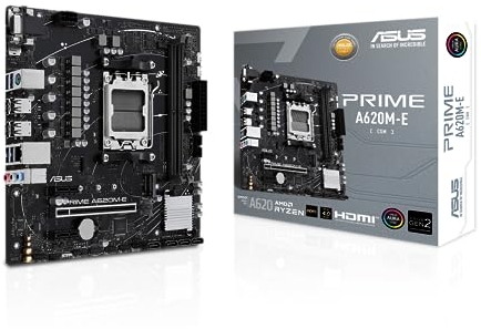 ASUS PRIME A620M-E-CSM Scheda madre AMD mATX, DDR5, PCIe 4.0 M.2, SATA 6 Gbps, DisplayPort, HDMI, VGA, Cancellazione del rumore AI bidirezionale, Aura Sync