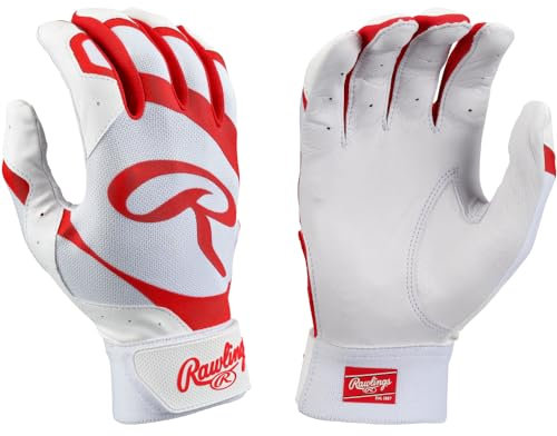 Rawlings | 5150 II Baseball-Schlaghandschuhe | Weiß/Scharlachrot | Erwachsene X-Large