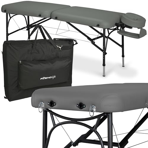 HABYS Luna Light 2 Zonen Aluminium Massageliege - besonders leichtgewichtig, Klappbar, Massagetisch, Massagebank, Vollausstattung, 214 x 60 cm, Belastung bis 270 kg, MDR-Zertifizieriung (Grau)