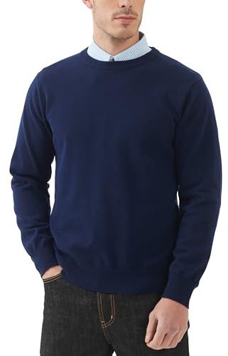 Kallspin Men's 100% Cotton Crewneck Pullover Sweater Long Sleeve Jumper