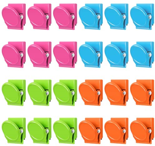 VNDUEEY 24 Pcs Magnetic Clips, Fridge Magnets Refrigerator Magnet, Whiteboard Magnets, Magnet Clips Heavy Duty, Metal Clip Magnets for Classroom, Home, Photo Displays, Locker