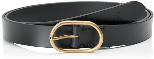Calvin Klein Damen Gürtel Casual Center Pin Buckle 2,5 cm Ledergürtel, Schwarz (Black/Tumbled Gold), 80 cm
