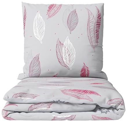 Leonado Vicenti Fleece Bettwäsche Set Feder Grau Rot Moderne Garnitur warm und kuschelig Winterbettwäsche mit Reißverschluss, 2teilig, 155x220 cm