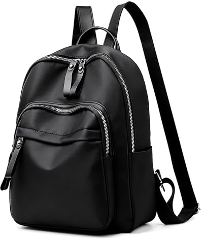 Ogetok Petit Sac à Dos pour Femme, Mini Sac à dos Étanche pour Femme Sac à bandoulière Noir Travel Bookbag, Sac à Dos Quotidien Léger pour Dames, sac à Dos Décontracté Antivol
